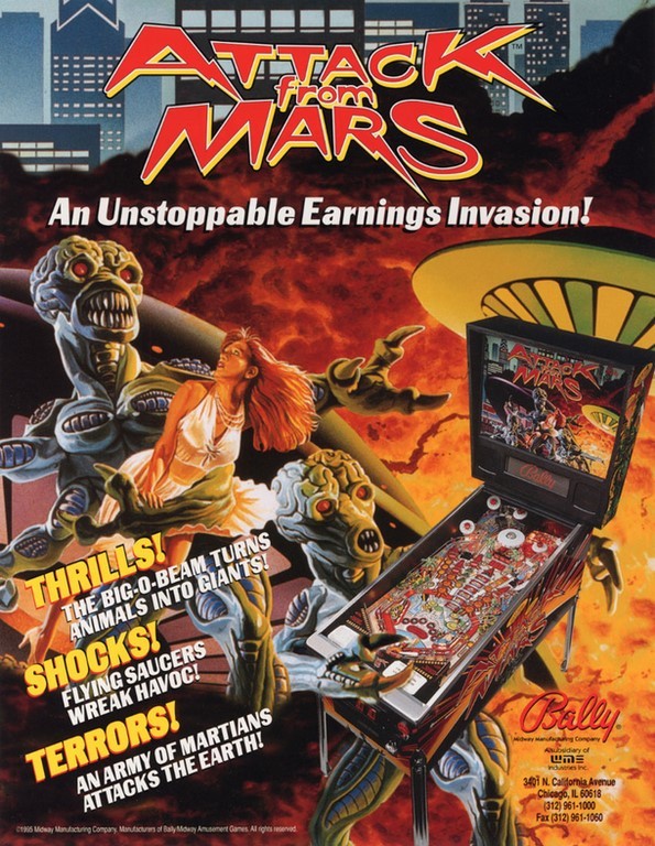 Flyer afm occasion location vente achat flipper bally attack from mars